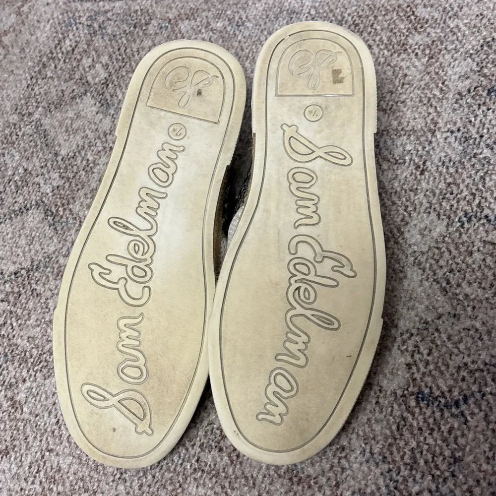 Sam Edelman Womens White Leather Slip On Platform Sneakers Size 7.5